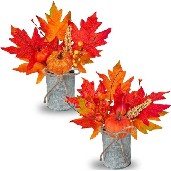 2 Pack 12" Fall Decorations Fall Centerpieces for Tables Thanksgiving - Picture 1 of 7